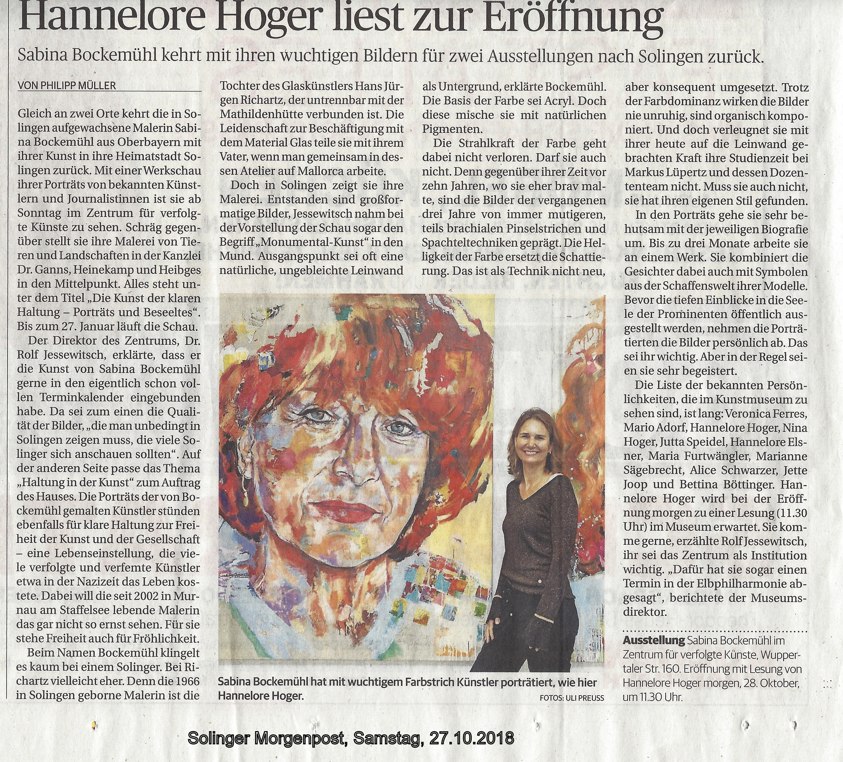 Solinger Tageblatt - Hannelore Hoger liest zur Eröffnung